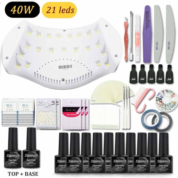10pcs gel polish nail art set with nail lamp 40w 21pcs leds art manicure tools kit base gel coat set kit
10pcs gel polish nail art set with nail lamp 40w 21pcs leds art manicure tools kit base gel coat set kit
