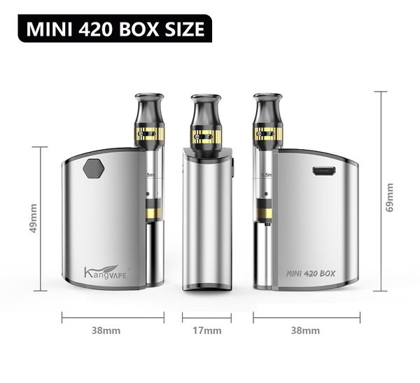 Оригинальная коробка модов Kangvape Mini 420 Vape Kit 400 мАч аккумулятор с 0,5 мл керамического сердечника картриджи из стекла
Оригинальная коробка модов Kangvape Mini 420 Vape Kit 400 мАч аккумулятор с 0,5 мл керамического сердечника картриджи из стекла