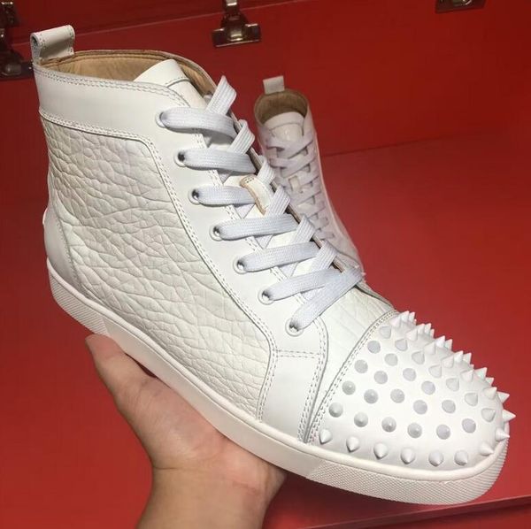 2019 new designer men walking sneakers women casual shoes lace-up party dress shoes high-cut studded spikes platforms red bottom trainers, Black
2019 new designer men walking sneakers women casual shoes lace-up party dress shoes high-cut studded spikes platforms red bottom trainers, Black