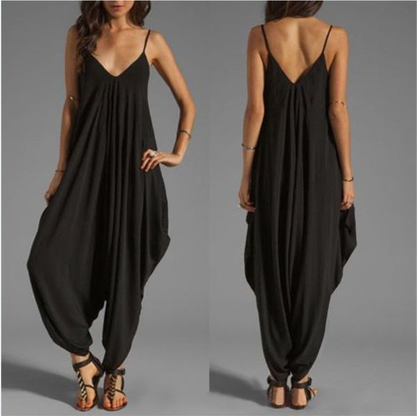 womens one piece v neck summer beach party casual loose sleeveless solid color jumpsuit playsuit trousers overalls, Black;white
womens one piece v neck summer beach party casual loose sleeveless solid color jumpsuit playsuit trousers overalls, Black;white