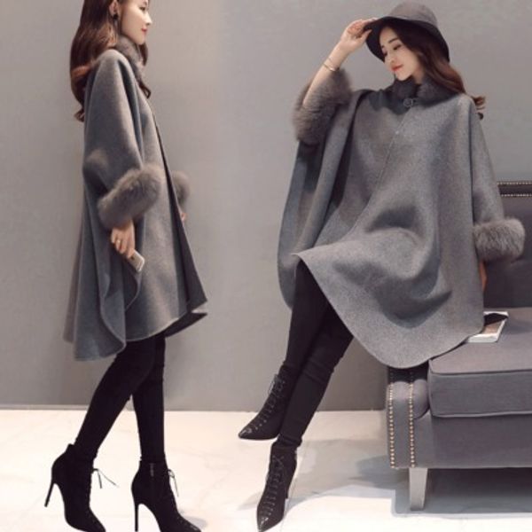 woolen spring autumn coat women 2020 new korean loose long cloak female faux fur collar overcoat large size lx1565, Black
woolen spring autumn coat women 2020 new korean loose long cloak female faux fur collar overcoat large size lx1565, Black