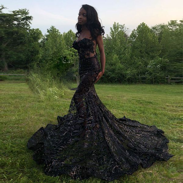 shining mermaid lace black girls prom dresses strapless neck sequined formal dress 3d appliqued plus size evening gowns
shining mermaid lace black girls prom dresses strapless neck sequined formal dress 3d appliqued plus size evening gowns