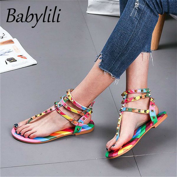roman sandals women flat shoes summer beach lady rainbow flip flops t-strap sandal for female rivet buckle open-toe large size, Black
roman sandals women flat shoes summer beach lady rainbow flip flops t-strap sandal for female rivet buckle open-toe large size, Black