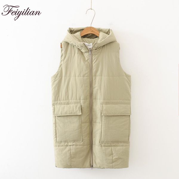 autumn and winter new thickened cotton-padded jacket vest long korean temperament joker hat padded cotton vest long, Black;white
autumn and winter new thickened cotton-padded jacket vest long korean temperament joker hat padded cotton vest long, Black;white
