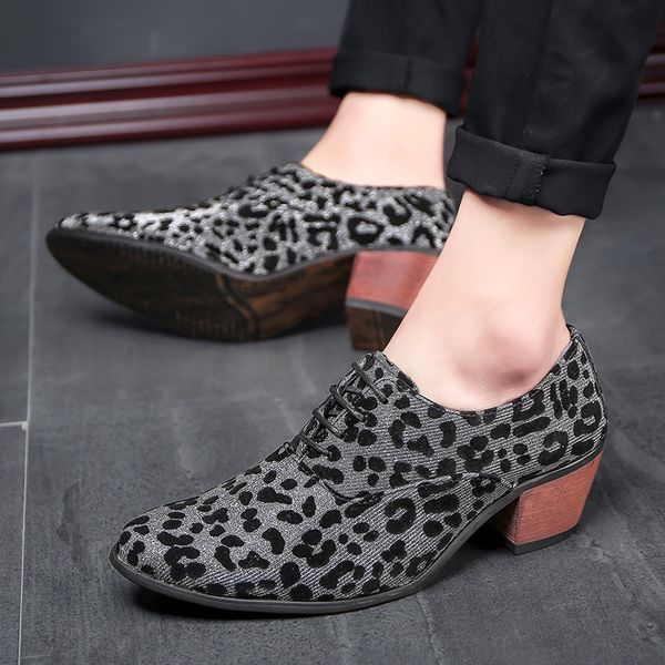 men leopard microfiber leather men dress shoes slip on high heeled 6 cm fashion shoes wedding, Black
men leopard microfiber leather men dress shoes slip on high heeled 6 cm fashion shoes wedding, Black