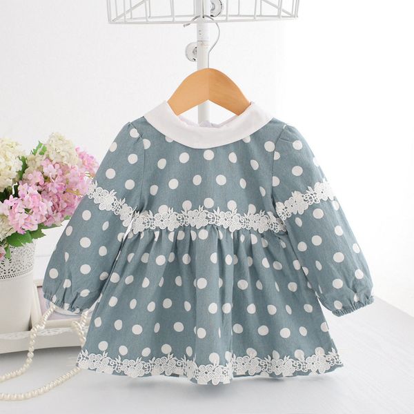 spring baby dress lantern sleeve infant dress toddler girls princess dresses polka dot fashion baby girls clothing 0-2y, Red;yellow