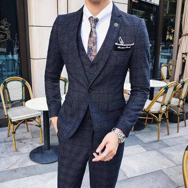 classic british style plaid three pieces suit 2020 autumn and winter men's fashion boutique plaid wedding dress suit, White;black
classic british style plaid three pieces suit 2020 autumn and winter men's fashion boutique plaid wedding dress suit, White;black