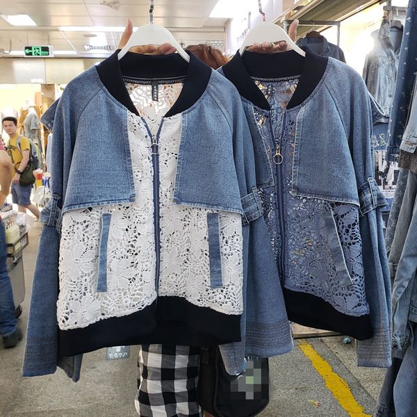 deat 2019 autumn long flare sleeve lace hollow out cotton blue denim loose jacket women coat mf941, Black;brown
deat 2019 autumn long flare sleeve lace hollow out cotton blue denim loose jacket women coat mf941, Black;brown