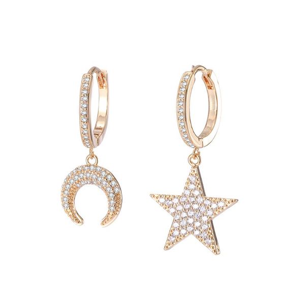hoop & huggie simple moon stars earrings for women cz zirconia gold color asymmetry charming bohemia jewelry accessories brincos, Golden;silver
hoop & huggie simple moon stars earrings for women cz zirconia gold color asymmetry charming bohemia jewelry accessories brincos, Golden;silver