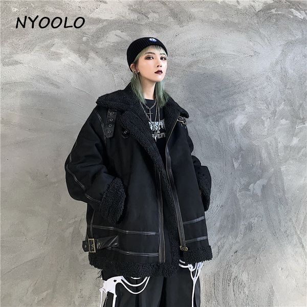 nyoolo vinatge street lamb wool loose turtleneck cargo coats winter loose thicken warm zipper motorcycle padded jacket women men, Black
nyoolo vinatge street lamb wool loose turtleneck cargo coats winter loose thicken warm zipper motorcycle padded jacket women men, Black