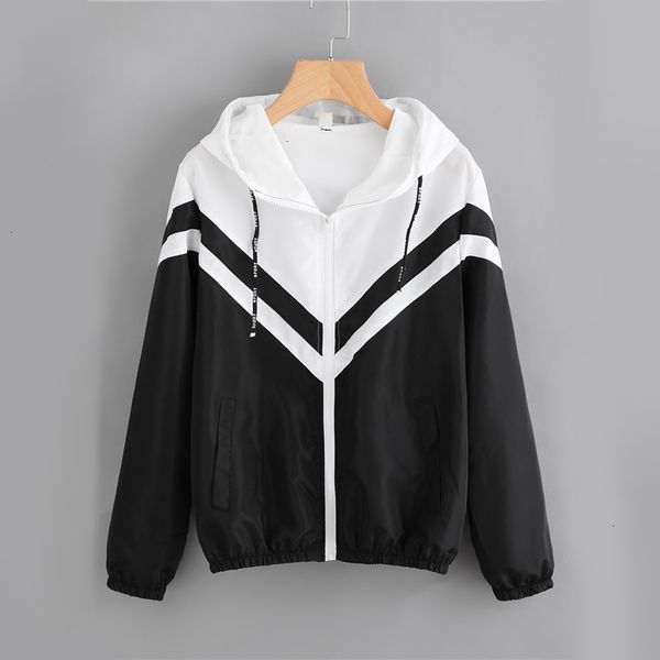 women designer coat womens jackets two tone hooded zip up jacket spring autumn casual color block clothing female black and sporty coat, Black;brown 
women designer coat womens jackets two tone hooded zip up jacket spring autumn casual color block clothing female black and sporty coat, Black;brown