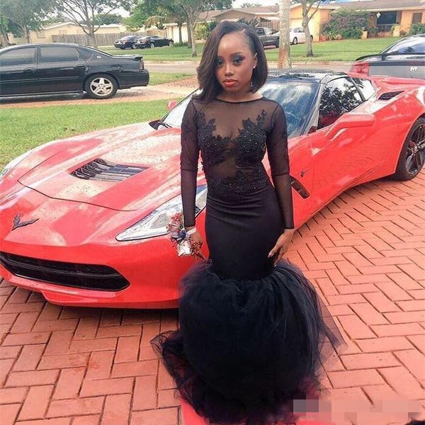 2019 black prom dresses mermaid long sleeves backless lace applique beaded illusion jewel neck african evening party gowns
2019 black prom dresses mermaid long sleeves backless lace applique beaded illusion jewel neck african evening party gowns