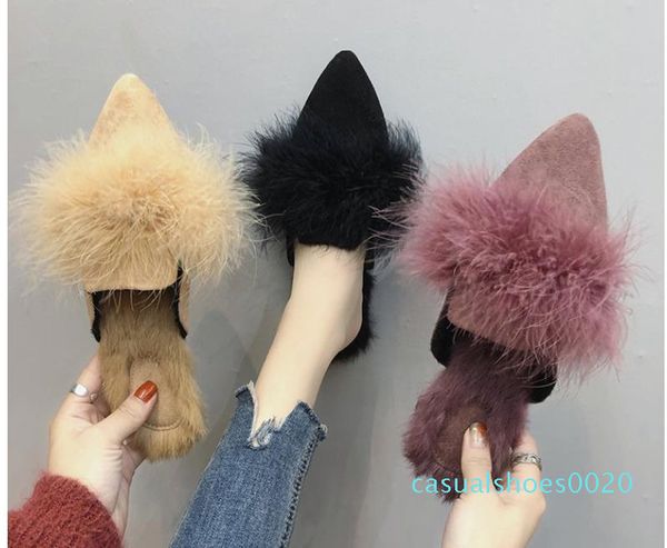 fleece slippers women's fashion wear 2019 autumn and winter fur shoes pointed flat with baotou half slippers c20, Black
fleece slippers women's fashion wear 2019 autumn and winter fur shoes pointed flat with baotou half slippers c20, Black