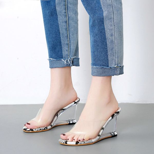 2020 pvc 9cm leopard platform wedge sandals slippers woman summer sandals women clear transparent ultra high heels shoe, Black
2020 pvc 9cm leopard platform wedge sandals slippers woman summer sandals women clear transparent ultra high heels shoe, Black