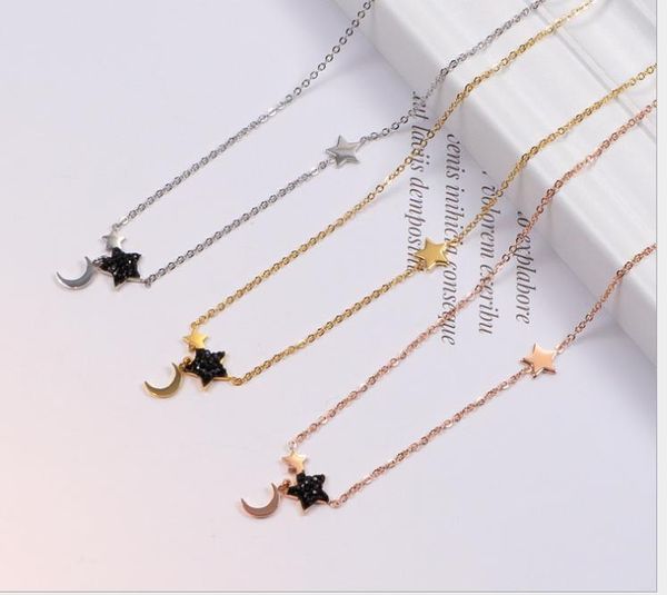 single diamond pendant necklace titanium steel moon hollow necklace short chain, Silver
single diamond pendant necklace titanium steel moon hollow necklace short chain, Silver