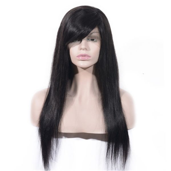 lace front wig bleached knots 130% density natural color straight brazilian virgin human hair swiss lace wig with bang, Black;brown
lace front wig bleached knots 130% density natural color straight brazilian virgin human hair swiss lace wig with bang, Black;brown