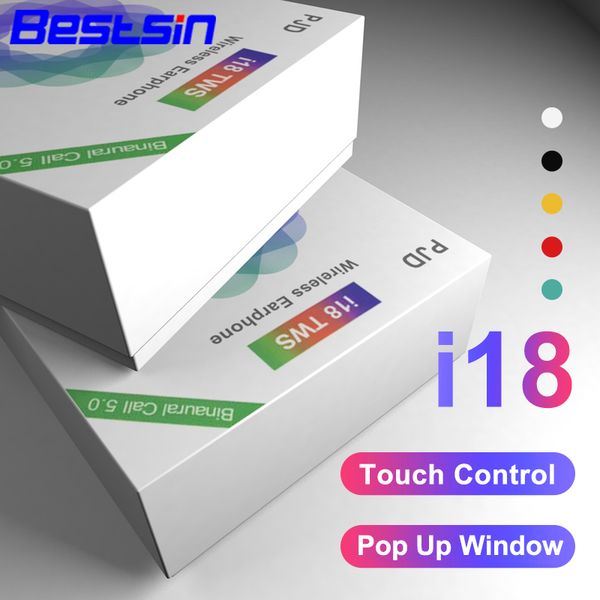 I18 tw touch 5 0 bluetooth headphone with pop up window tereo earphone auto power on auto paring u ing iri for mart phone