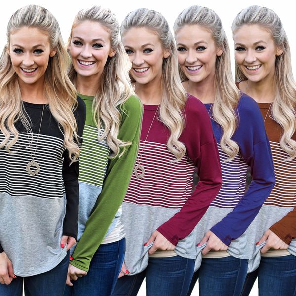 women clothing long sleeve dresses fashion stitching cotton striped t-shirt, White
women clothing long sleeve dresses fashion stitching cotton striped t-shirt, White