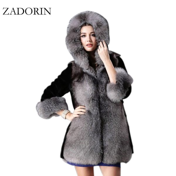 luxury winter warm women faux fur coat with fur hooded long faux jacket women parka gilet fourrure femme, Black
luxury winter warm women faux fur coat with fur hooded long faux jacket women parka gilet fourrure femme, Black