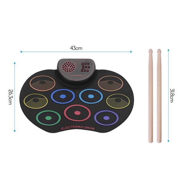 dropship-digital roll up drum pad kit portable electronic drum set usb 9 drum pads built-in speaker lithium battery with sticks
dropship-digital roll up drum pad kit portable electronic drum set usb 9 drum pads built-in speaker lithium battery with sticks