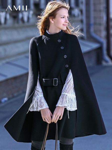 amii minimalist high end wool double faced woolen cape coat women's new 2019 winter side cardigan, Black
amii minimalist high end wool double faced woolen cape coat women's new 2019 winter side cardigan, Black