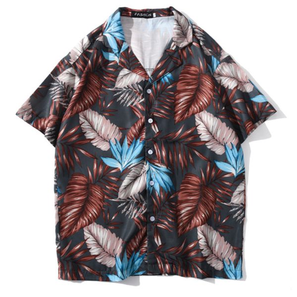 men's shirt short sleeve hawaiian beach shirt men and women with short sleeve print mens dress shirts, White;black
men's shirt short sleeve hawaiian beach shirt men and women with short sleeve print mens dress shirts, White;black