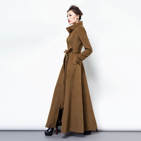 new fashion women's long wool coat elegant autumn winter woolen jacket outwear plus size slim cashmere coat long overcoats, Black;brown
new fashion women's long wool coat elegant autumn winter woolen jacket outwear plus size slim cashmere coat long overcoats, Black;brown