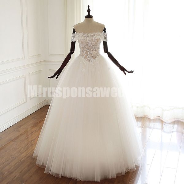 unique bridal dresses off-shoulder tulle ball gown wedding dresses with sleeves lace appliques crystals unconventional wedding dresses, White
unique bridal dresses off-shoulder tulle ball gown wedding dresses with sleeves lace appliques crystals unconventional wedding dresses, White