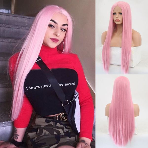 rongduoyi long silky straight synthetic lace front wig pink heat resistant lace wigs for women middle part cosplay hair wig, Black
rongduoyi long silky straight synthetic lace front wig pink heat resistant lace wigs for women middle part cosplay hair wig, Black