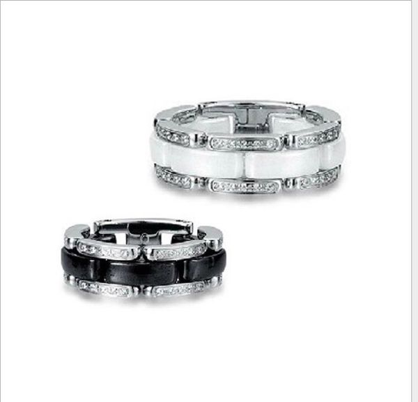 single row black and white ceramic diamond ring / ring / tail ring accessories, Silver
single row black and white ceramic diamond ring / ring / tail ring accessories, Silver