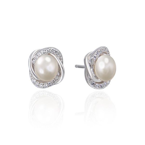 925 sterling silver natural freshwater pearl stud earrings for women new cz zircon flower earring wedding party gifts, Black
925 sterling silver natural freshwater pearl stud earrings for women new cz zircon flower earring wedding party gifts, Black