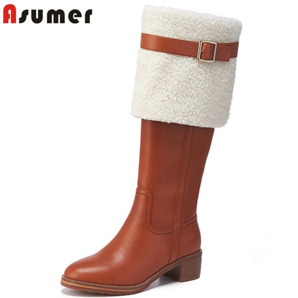 asumer 2020 genuine leather shoes women over the knee boots round toe thick fur casual shoes woman wool snow boots, Black
asumer 2020 genuine leather shoes women over the knee boots round toe thick fur casual shoes woman wool snow boots, Black