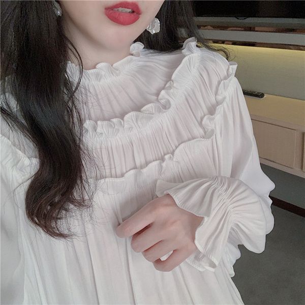 women's blouses & shirts stand ruffled collar spring 2021 chiffon blouse korean fashion loose style streetwear flare long sleeve white
women's blouses & shirts stand ruffled collar spring 2021 chiffon blouse korean fashion loose style streetwear flare long sleeve white