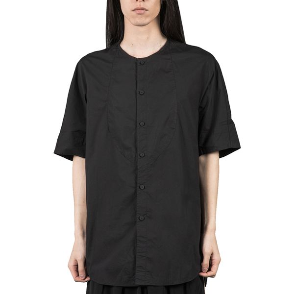 2019 fashion black collarless short-sleeved shirt loose shoulder bat five-point sleeve shirt spring summer stage singer costumes, White;black
2019 fashion black collarless short-sleeved shirt loose shoulder bat five-point sleeve shirt spring summer stage singer costumes, White;black