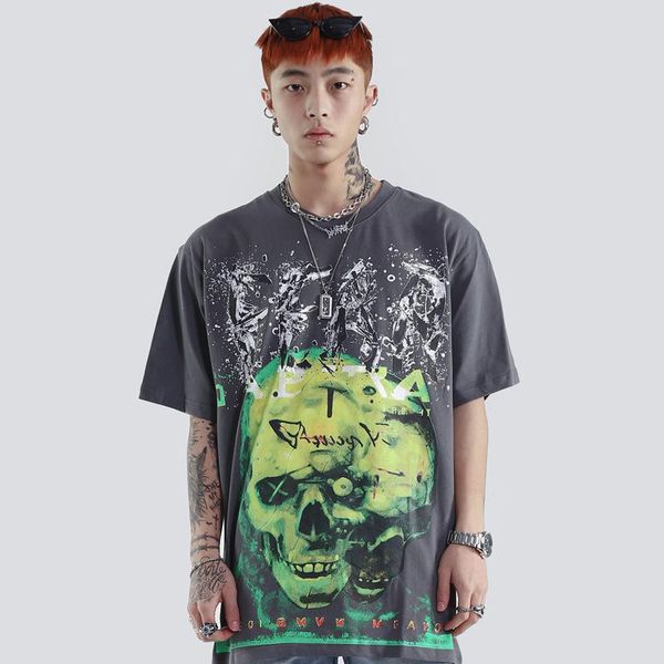 men's t-shirt summer wear high street hip hop tide punk style loose casual fashion skull print short sleeve t-shirt men, White;black
men's t-shirt summer wear high street hip hop tide punk style loose casual fashion skull print short sleeve t-shirt men, White;black