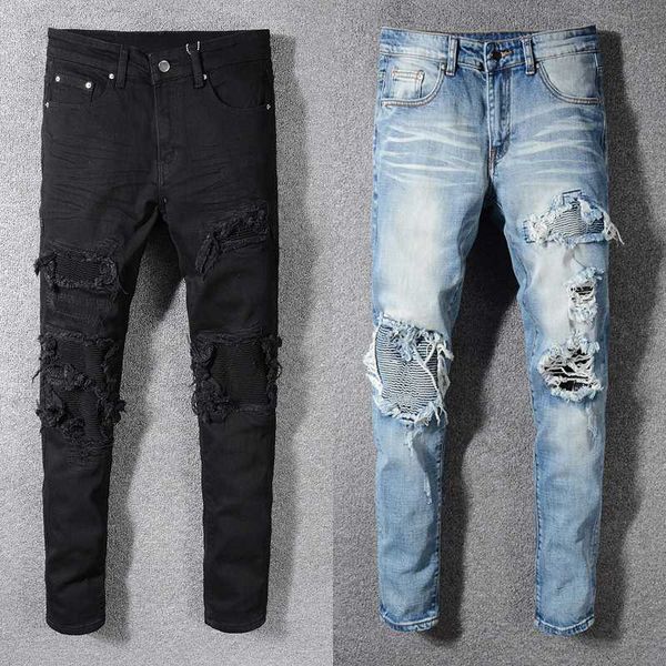 fashion streetwear men jeans slim fit destroyed ripped jeans men punk pants patchwork black blue elastic designer hip hop
fashion streetwear men jeans slim fit destroyed ripped jeans men punk pants patchwork black blue elastic designer hip hop