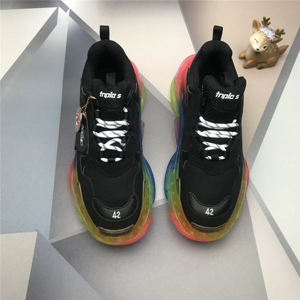 fashion luxury design women's shoes rainbow crystal bottom cushion sneakers triple s retro men's and women's daddy shoes ladi, Black
fashion luxury design women's shoes rainbow crystal bottom cushion sneakers triple s retro men's and women's daddy shoes ladi, Black