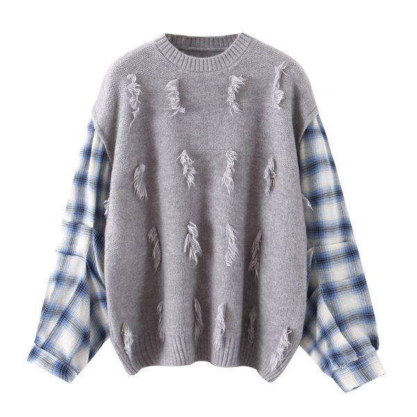 women autumn patchwork plaid sweaters o neck loose tassel jumpers ladies lantern sleeve casual pullovers xb9508, White;black
women autumn patchwork plaid sweaters o neck loose tassel jumpers ladies lantern sleeve casual pullovers xb9508, White;black