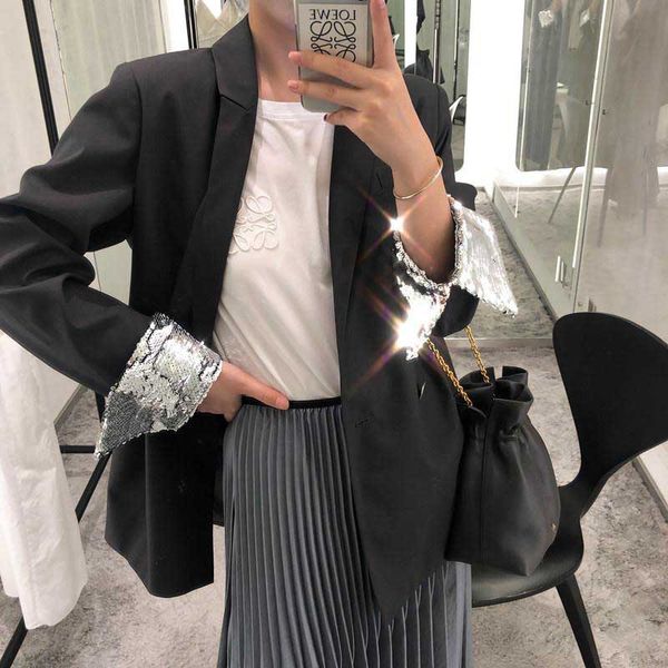 nicemix korean women fall 2019 new chic korean version loose sequins cuff black blazer office laday casual suit plus size, White;black
nicemix korean women fall 2019 new chic korean version loose sequins cuff black blazer office laday casual suit plus size, White;black