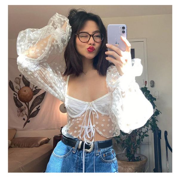 new 2020 fashion women bloue summer white mesh crop polk dot shirt woman cloth transparent woman puff sleeve tunic
new 2020 fashion women bloue summer white mesh crop polk dot shirt woman cloth transparent woman puff sleeve tunic