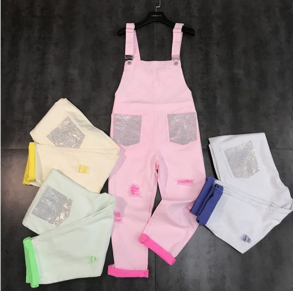 2019 spring and summer fashion drill pocket candy color hole cowboy jumpsuit strap pants girl students denim overall rompers, Black;white
2019 spring and summer fashion drill pocket candy color hole cowboy jumpsuit strap pants girl students denim overall rompers, Black;white