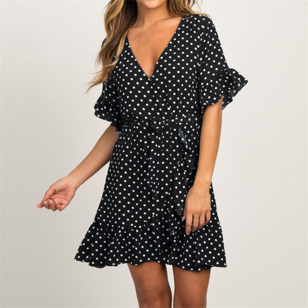 summer dress 2020 boho style beach dress fashion short sleeve v-neck polka dot a-line party dress sundress vestidos, Black;gray
summer dress 2020 boho style beach dress fashion short sleeve v-neck polka dot a-line party dress sundress vestidos, Black;gray