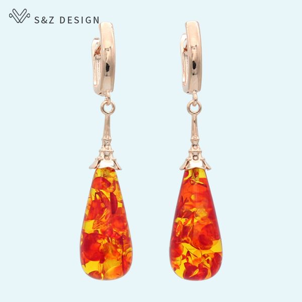 s&z new long water drop flower ambers dangle earrings 585 rose gold ethnic retro style eardrop for women wedding fine jewelry, Golden
s&z new long water drop flower ambers dangle earrings 585 rose gold ethnic retro style eardrop for women wedding fine jewelry, Golden