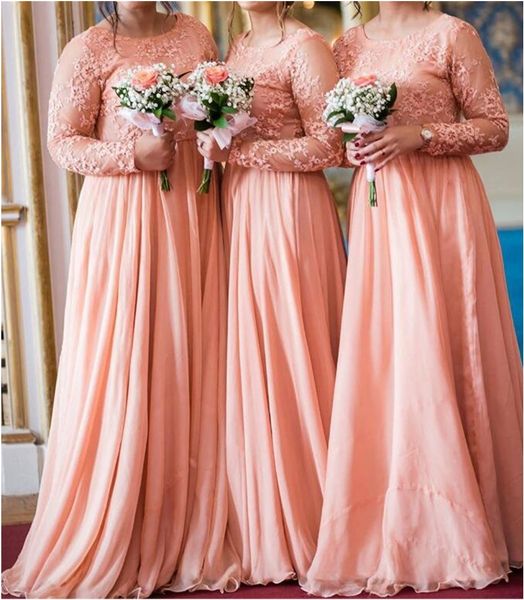 long bridesmaid dresses for wedding party dresses o neck prom dresses custom size long sleeves appliques vestido de festa, White;pink
long bridesmaid dresses for wedding party dresses o neck prom dresses custom size long sleeves appliques vestido de festa, White;pink
