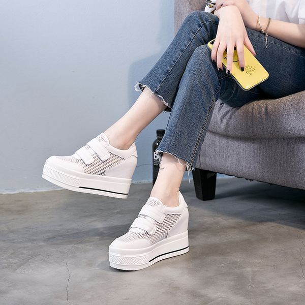 fashion summer breathable wedges women mesh high platform shoes height increasing sneakers, Black;white
fashion summer breathable wedges women mesh high platform shoes height increasing sneakers, Black;white