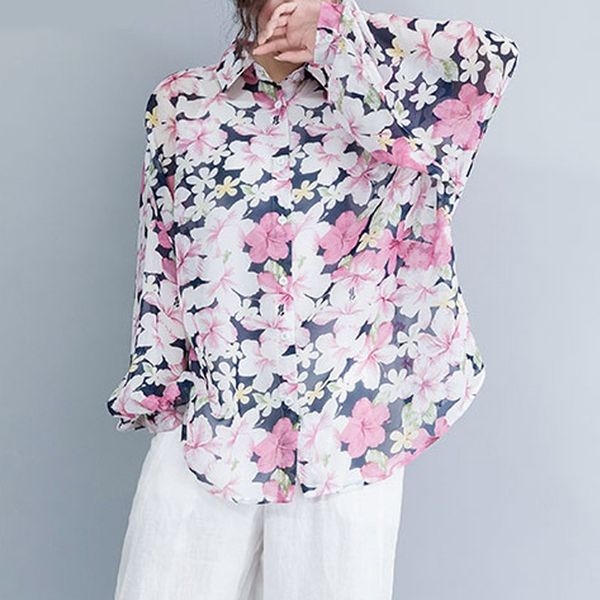 plus size women chiffon loose blouse lady plus size casual shirts female long sleeve print floral shirts, White
plus size women chiffon loose blouse lady plus size casual shirts female long sleeve print floral shirts, White