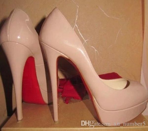 Cla ic brand red bottom high heel 14cm heel platform pump nude black patent leather peep toe women dre andal hoe ize 35 42
Cla ic brand red bottom high heel 14cm heel platform pump nude black patent leather peep toe women dre andal hoe ize 35 42