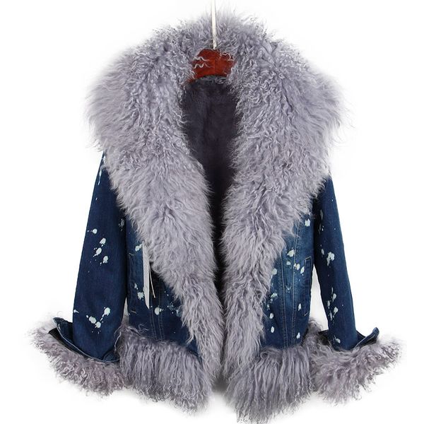 women's fur & faux brand real coat 2021 winter jacket women parka mongolia sheep denim warm outerwear streetwear ins fashion, Black
women's fur & faux brand real coat 2021 winter jacket women parka mongolia sheep denim warm outerwear streetwear ins fashion, Black