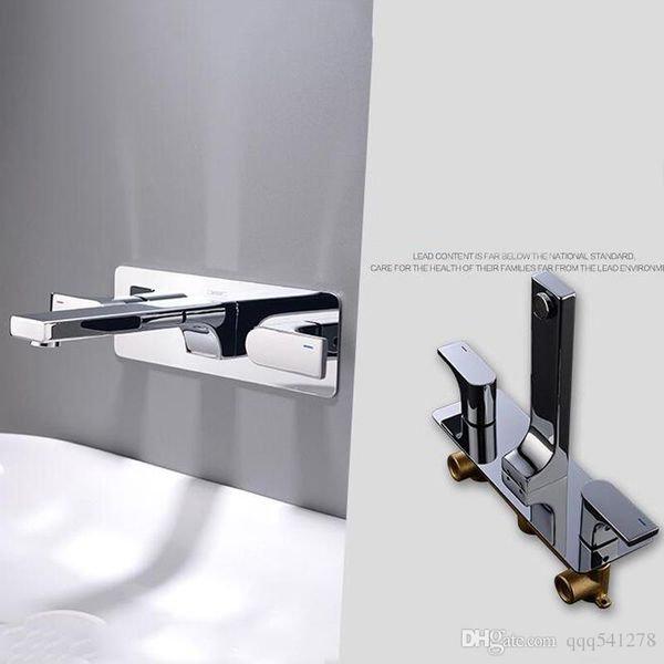 polished chrome wall mounted bathroom basin sink mixer tap three holes two handles widespread faucet
polished chrome wall mounted bathroom basin sink mixer tap three holes two handles widespread faucet