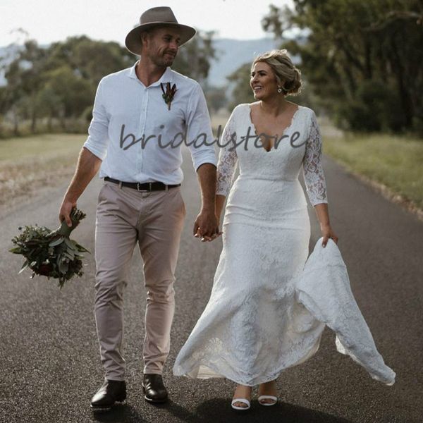 boho country mermaid wedding dresses full lace long sleeve plus size african wedding gowns v neck sweep train bride elegant hochzeitskleider, White
boho country mermaid wedding dresses full lace long sleeve plus size african wedding gowns v neck sweep train bride elegant hochzeitskleider, White